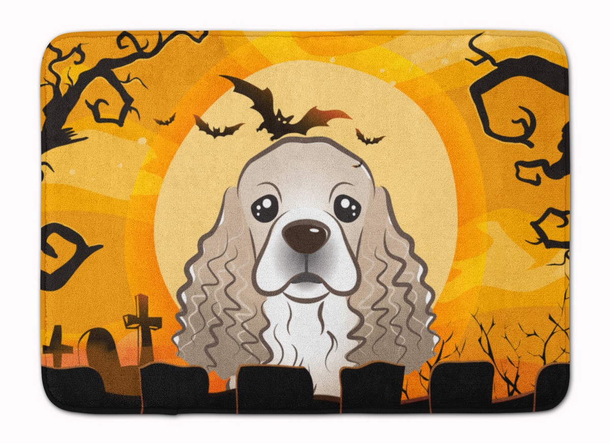 BB1774RUG Halloween Cocker Spaniel Machine Washable Memory Foam Mat