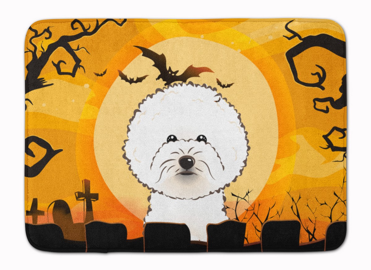 BB1775RUG Halloween Bichon Frise Machine Washable Memory Foam Mat