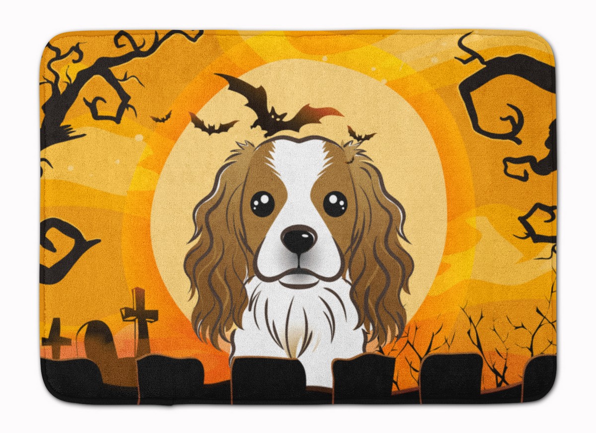 BB1782RUG Halloween Cavalier Spaniel Machine Washable Memory Foam Mat