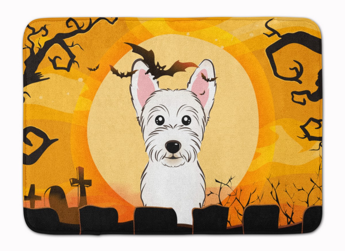 BB1784RUG Halloween Westie Machine Washable Memory Foam Mat