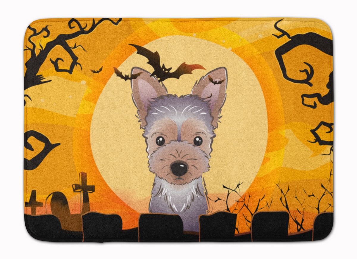 Halloween Yorkie Puppy Machine Washable Memory Foam Mat