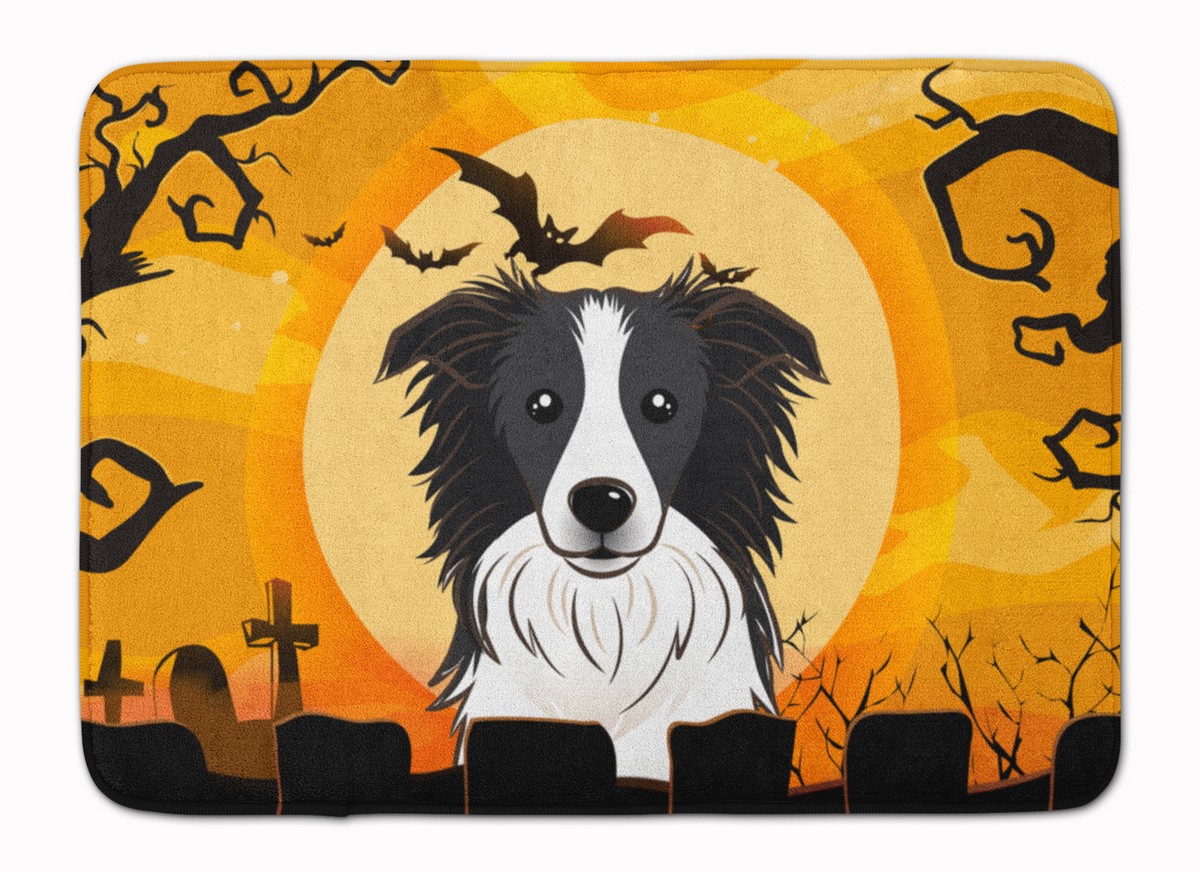 BB1799RUG Halloween Border Collie Machine Washable Memory Foam Mat