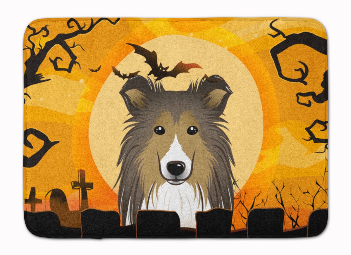 BB1800RUG Halloween Sheltie Machine Washable Memory Foam Mat