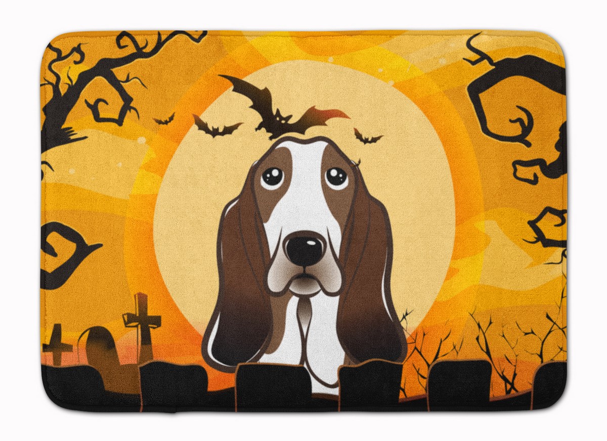 BB1801RUG Halloween Basset Hound Machine Washable Memory Foam Mat