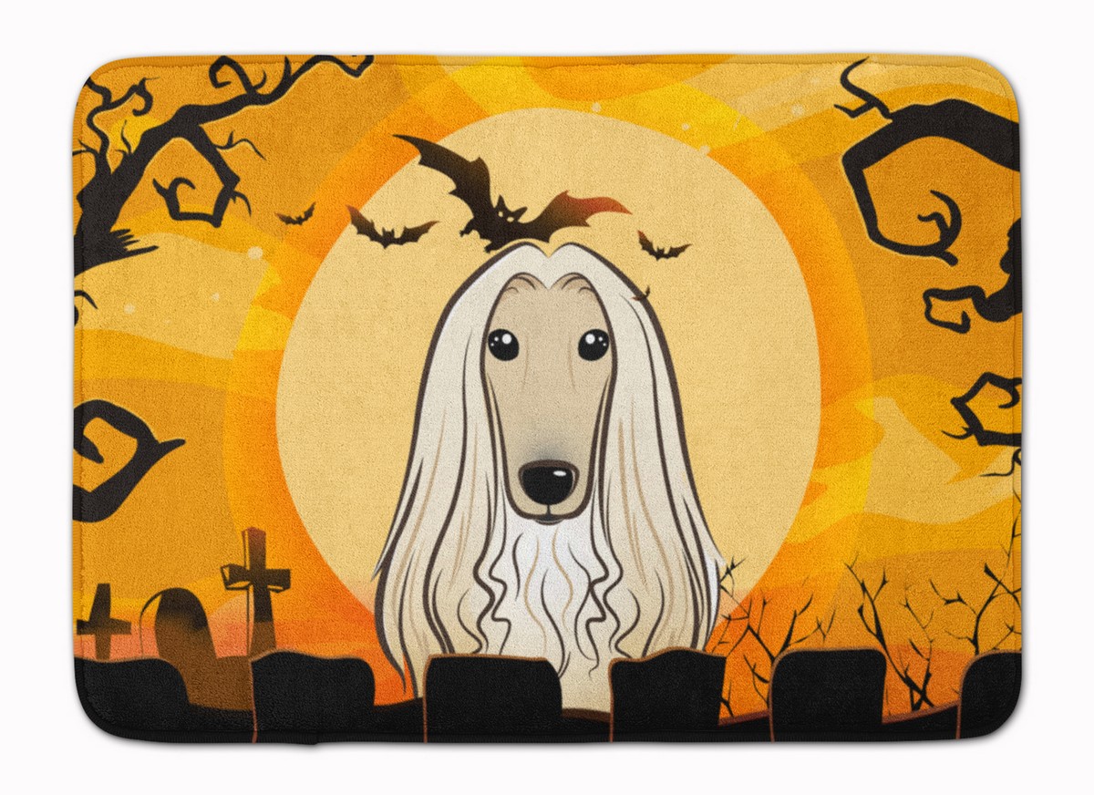 BB1802RUG Halloween Afghan Hound Machine Washable Memory Foam Mat