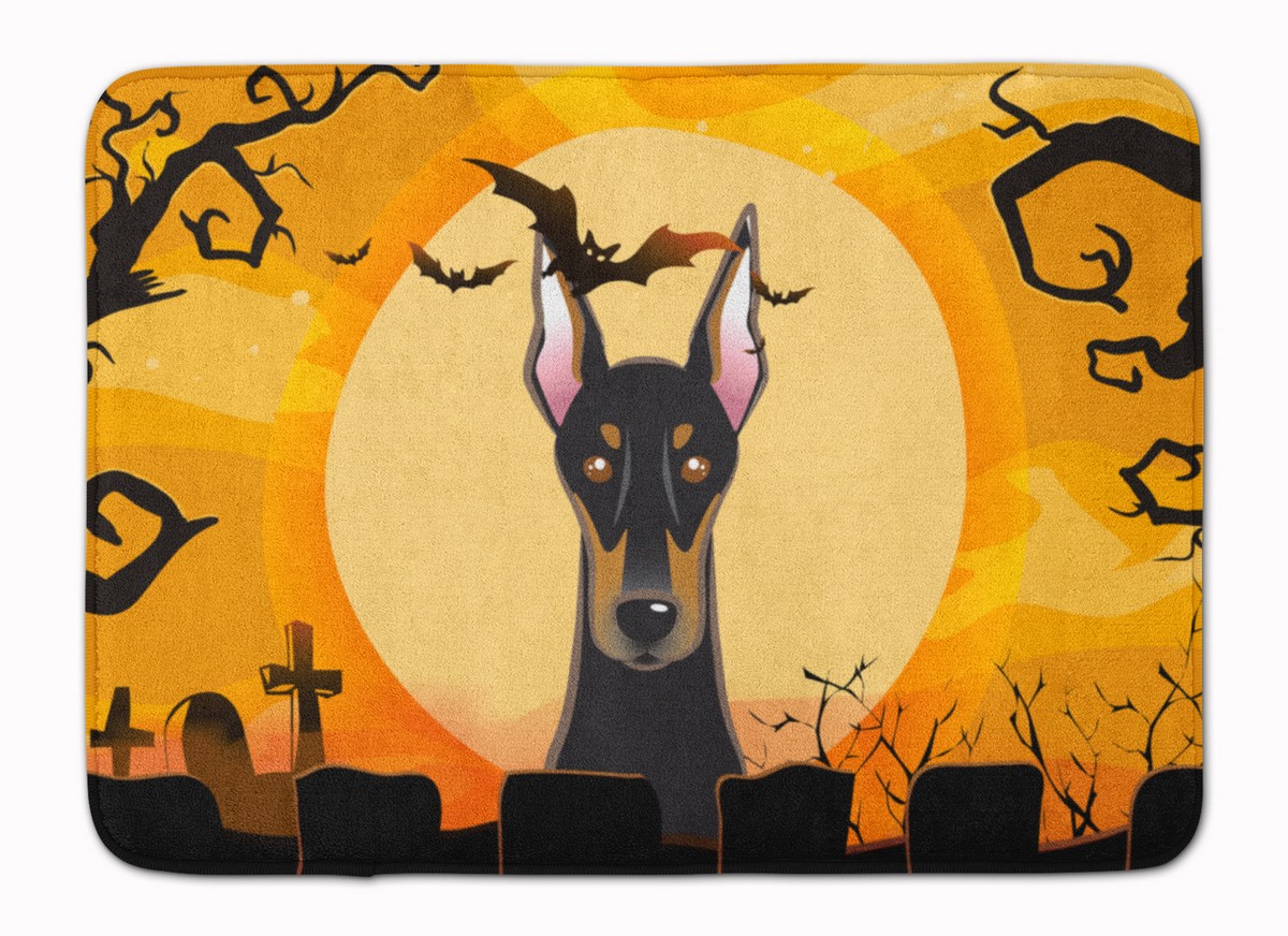 BB1803RUG Halloween Doberman Machine Washable Memory Foam Mat