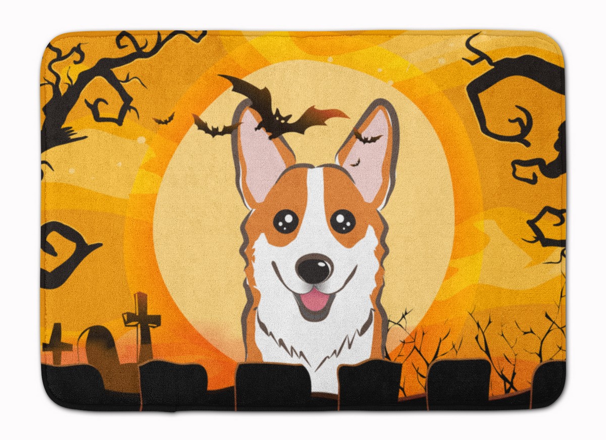 BB1812RUG Halloween Red Corgi Machine Washable Memory Foam Mat