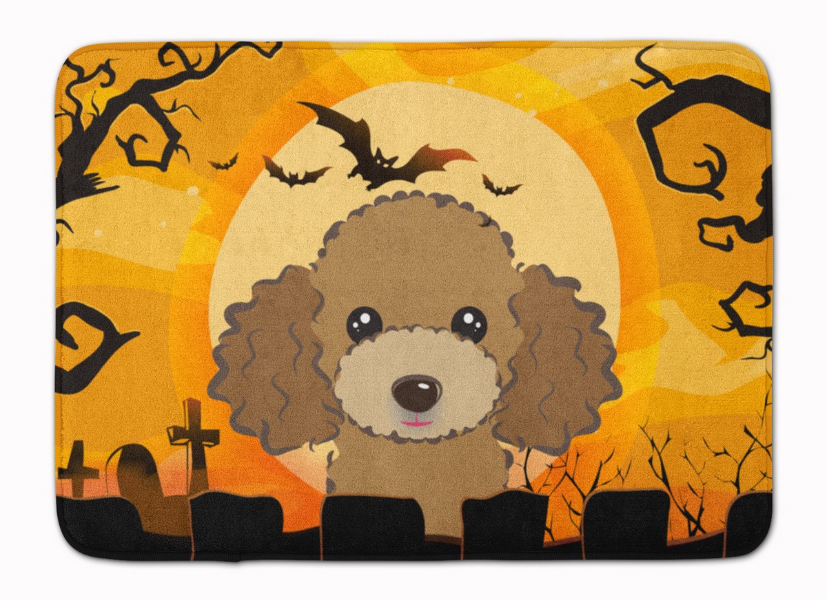 BB1814RUG Halloween Chocolate & Brown Poodle Machine Washable Memory Foam Mat