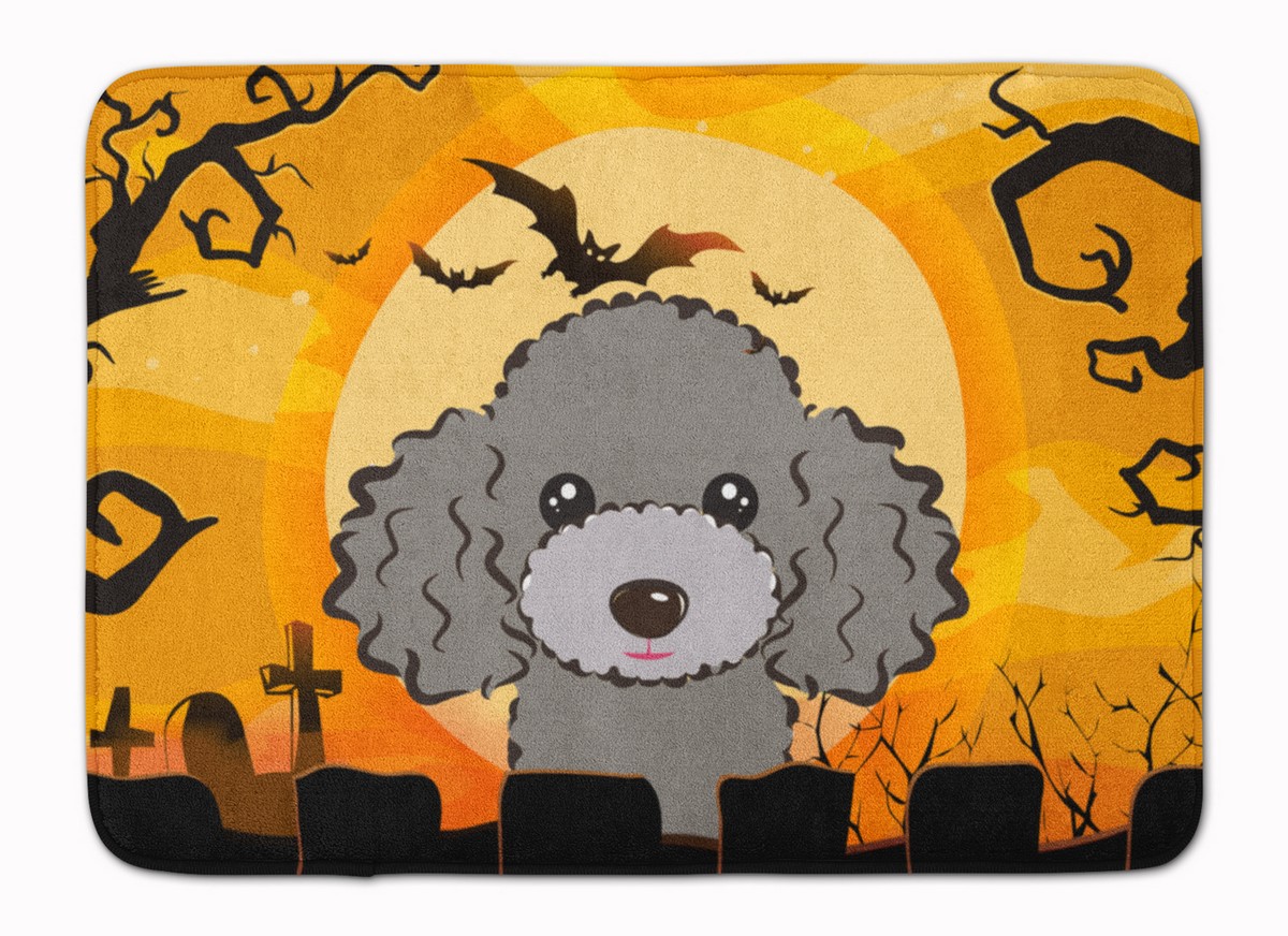 Halloween Silver & Grey Poodle Machine Washable Memory Foam Mat