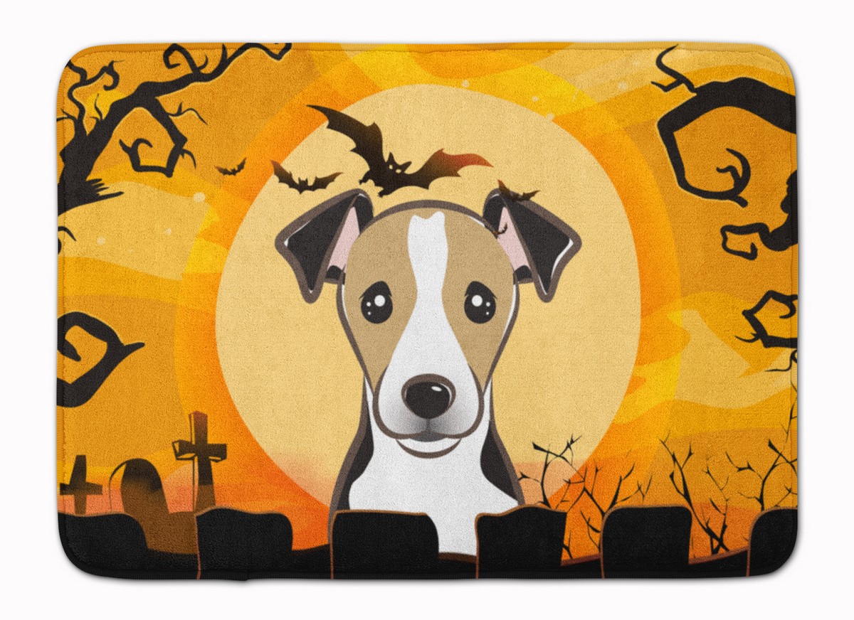 BB1819RUG Halloween Jack Russell Terrier Machine Washable Memory Foam Mat