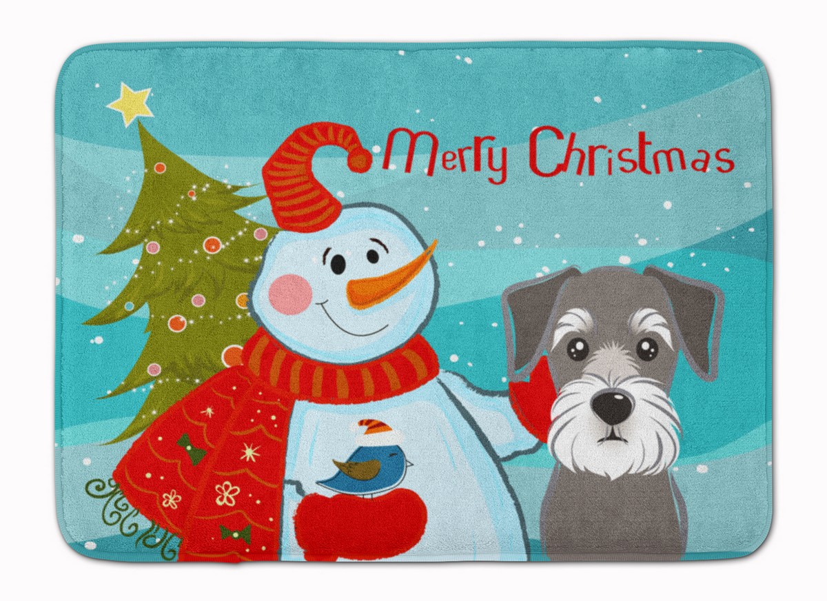 BB1826RUG Snowman with Schnauzer Machine Washable Memory Foam Mat