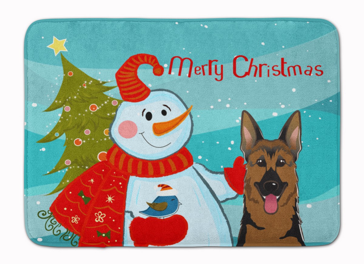 BB1831RUG Snowman with German Shepherd Machine Washable Memory Foam Mat