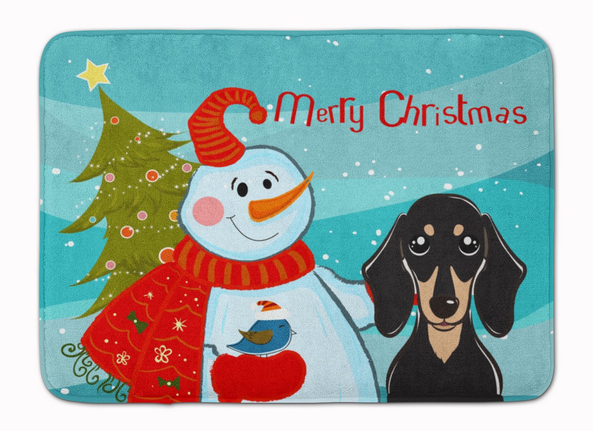 BB1835RUG Snowman Smooth Black & Tan Dachshund Machine Washable Memory Foam Mat