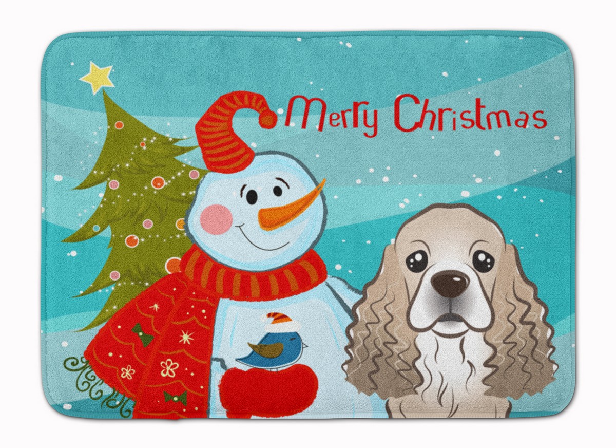 BB1836RUG Snowman with Cocker Spaniel Machine Washable Memory Foam Mat