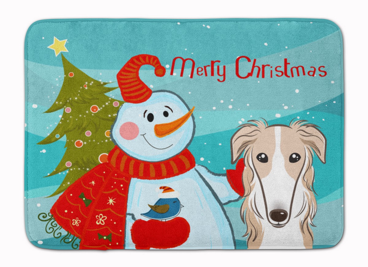 BB1848RUG Snowman with Borzoi Machine Washable Memory Foam Mat