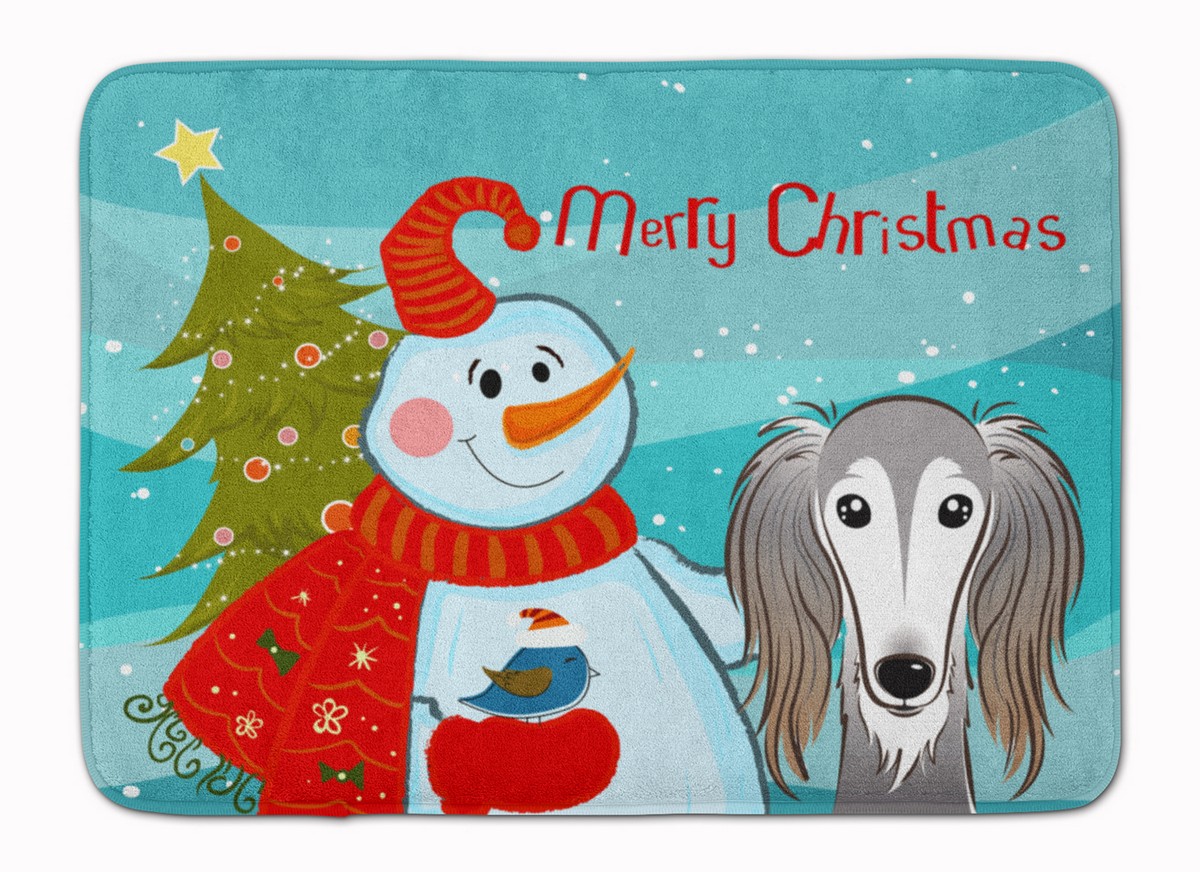 BB1849RUG Snowman with Saluki Machine Washable Memory Foam Mat