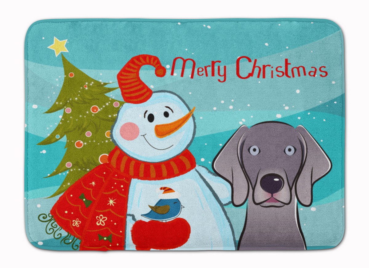 BB1851RUG Snowman with Weimaraner Machine Washable Memory Foam Mat