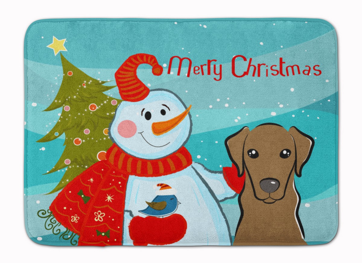 BB1854RUG Snowman with Chocolate Labrador Machine Washable Memory Foam Mat