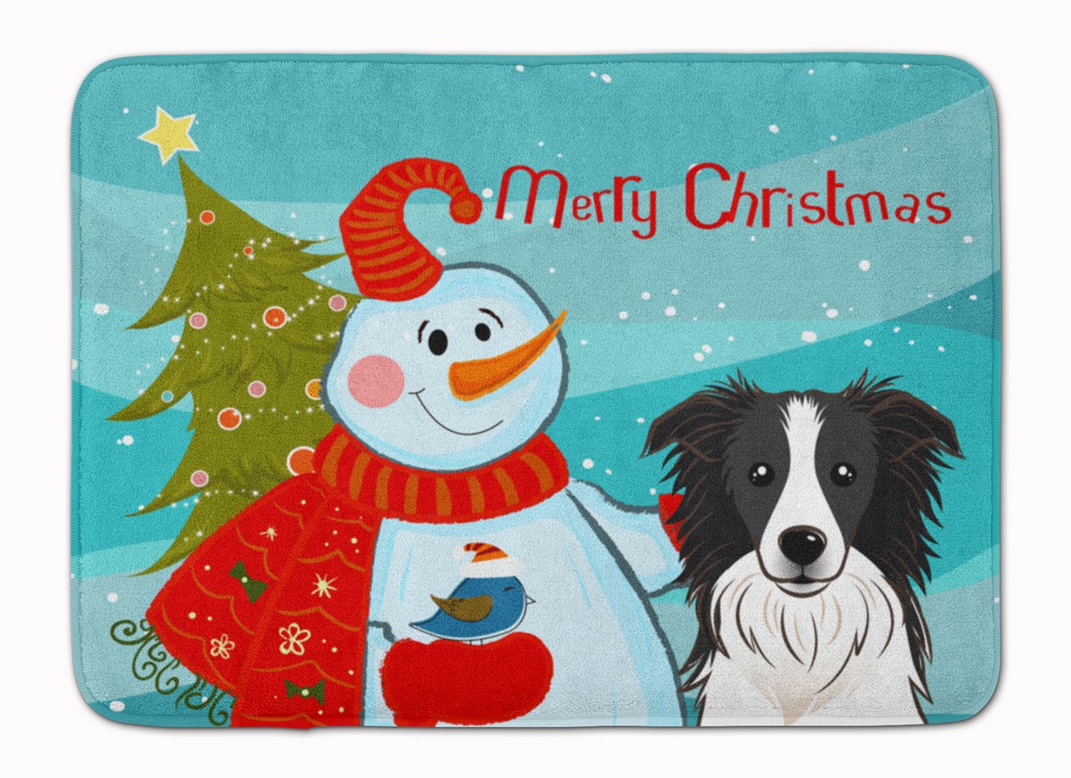 BB1861RUG Snowman with Border Collie Machine Washable Memory Foam Mat