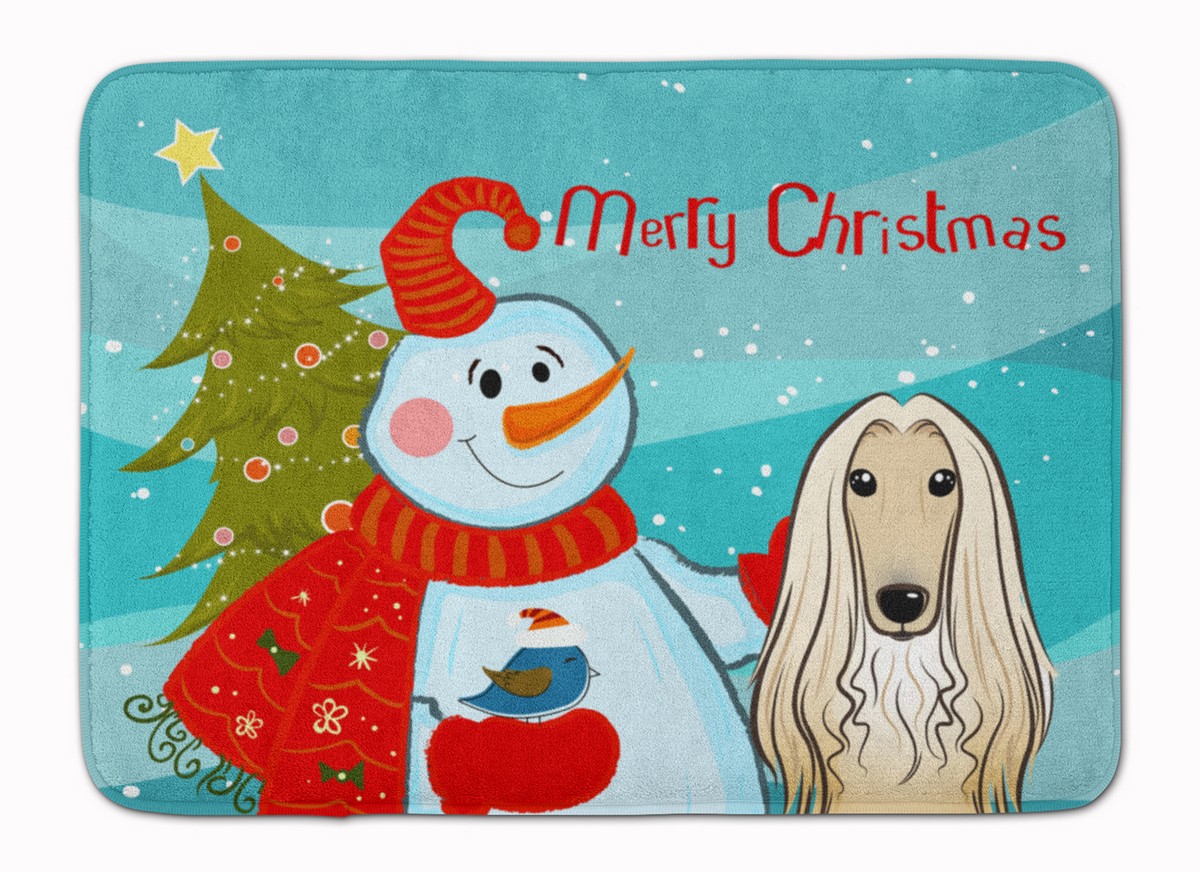 BB1864RUG Snowman with Afghan Hound Machine Washable Memory Foam Mat