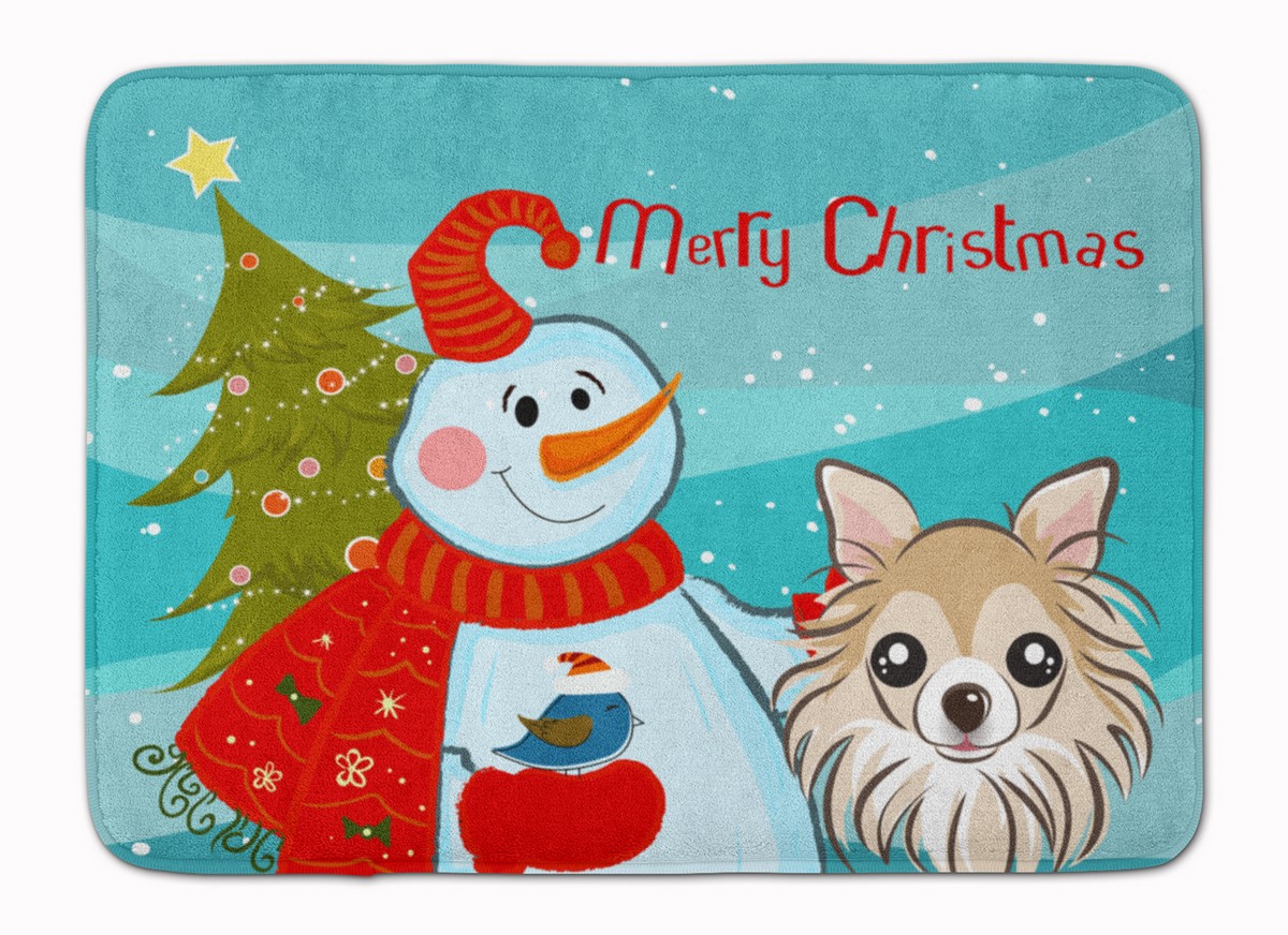BB1871RUG Snowman with Chihuahua Machine Washable Memory Foam Mat