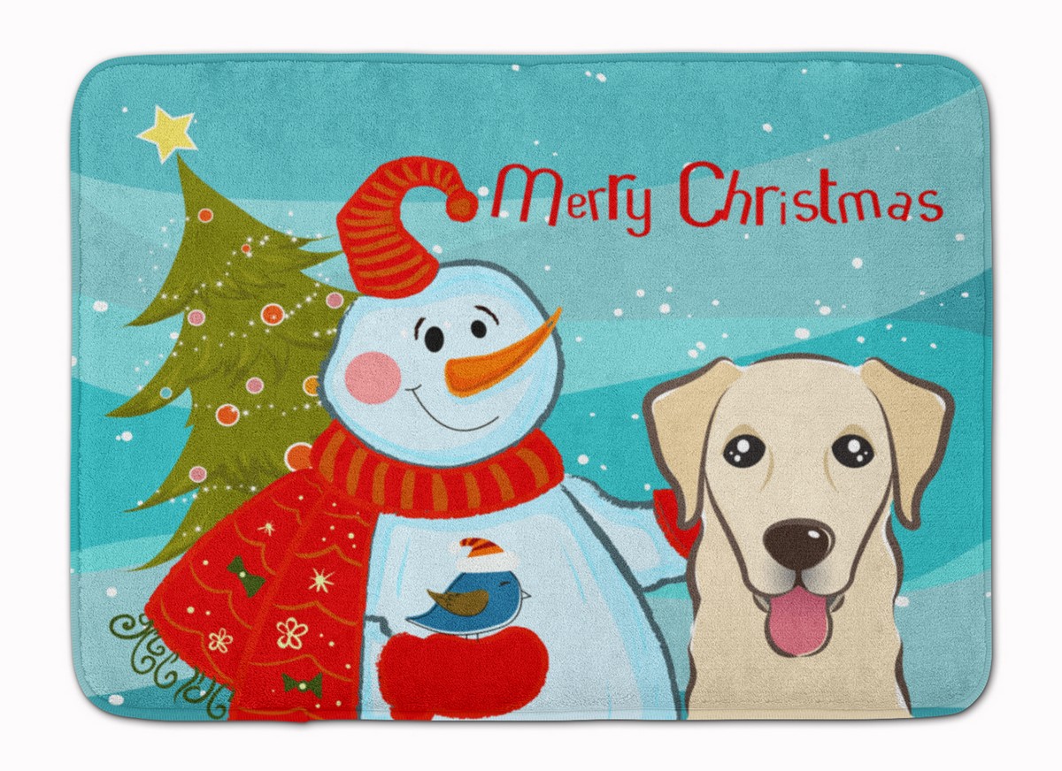 BB1872RUG Snowman with Golden Retriever Machine Washable Memory Foam Mat