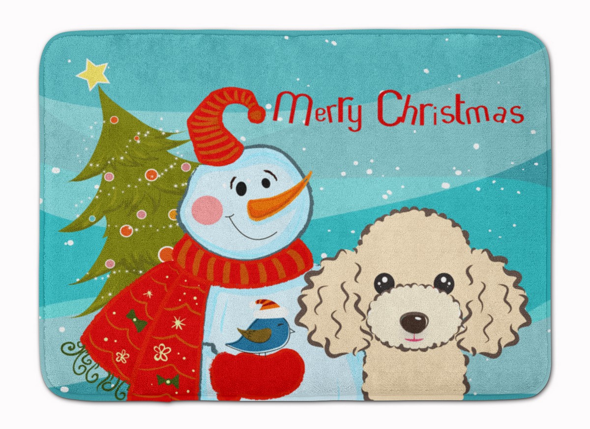 BB1878RUG Snowman with Buff Poodle Machine Washable Memory Foam Mat