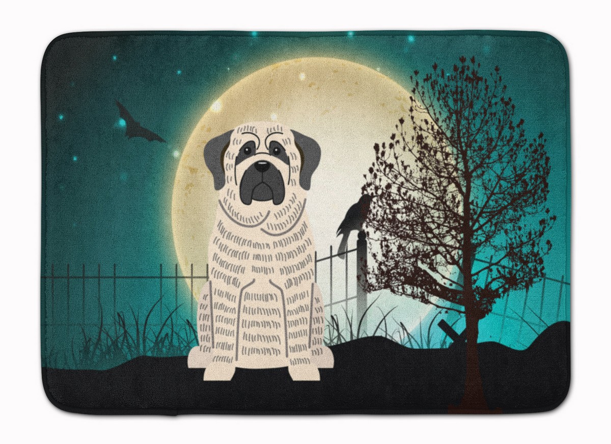 BB2206RUG Halloween Scary Mastiff Brindle White Machine Washable Memory Foam Mat