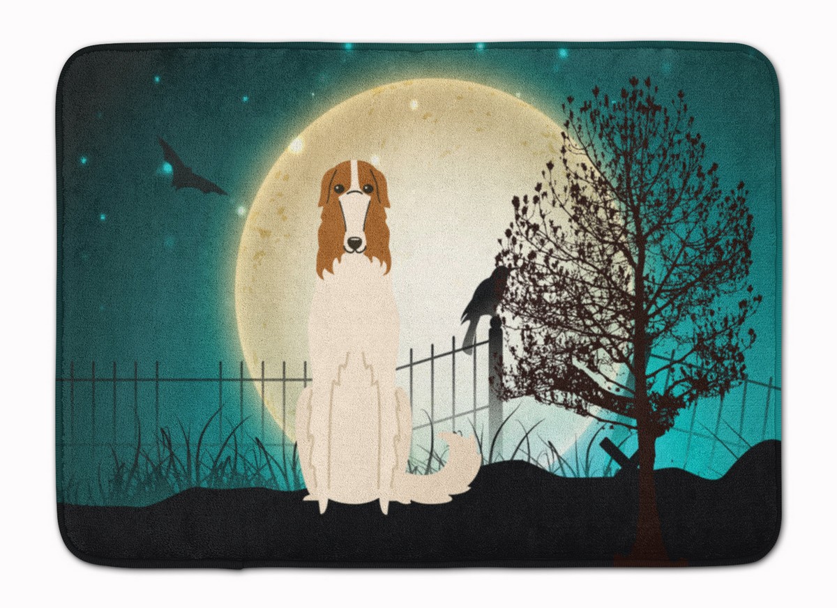 BB2213RUG Halloween Scary Borzoi Machine Washable Memory Foam Mat