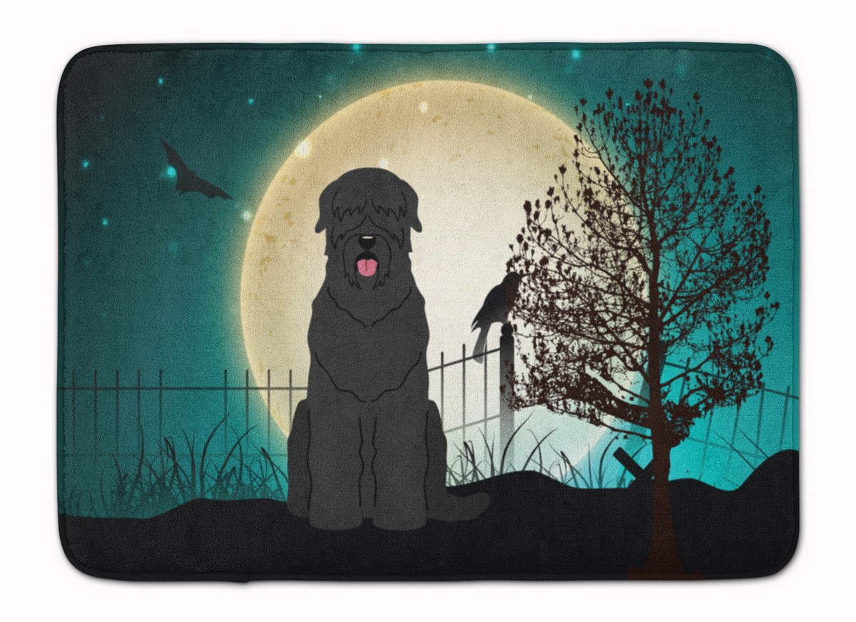 BB2216RUG Halloween Scary Black Russian Terrier Machine Washable Memory Foam Mat