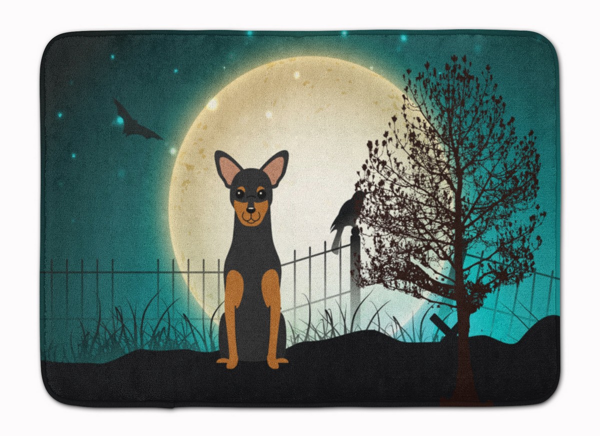 BB2218RUG Halloween Scary Manchester Terrier Machine Washable Memory Foam Mat