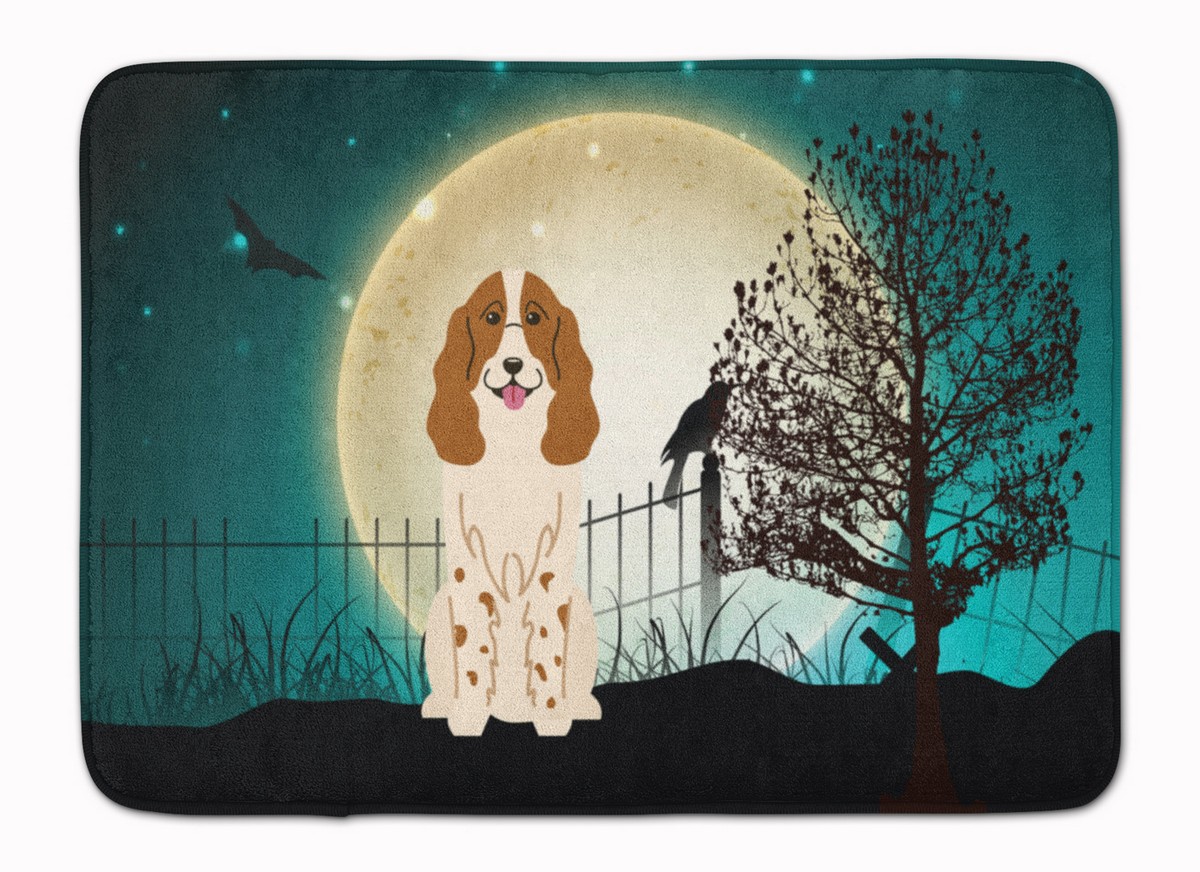 BB2221RUG Halloween Scary Russian Spaniel Machine Washable Memory Foam Mat