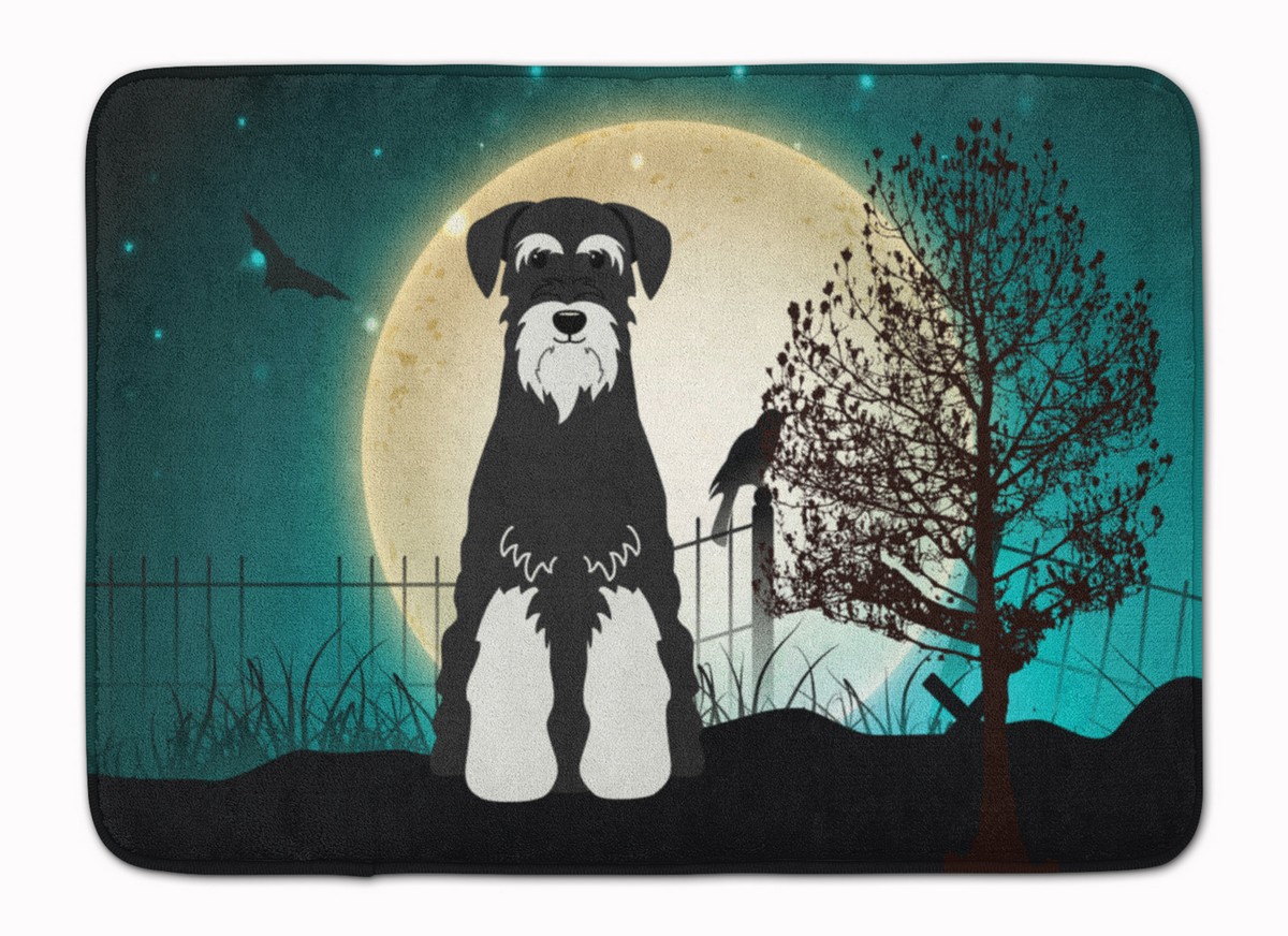 BB2223RUG Halloween Scary Standard Schnauzer Machine Washable Memory Foam Mat