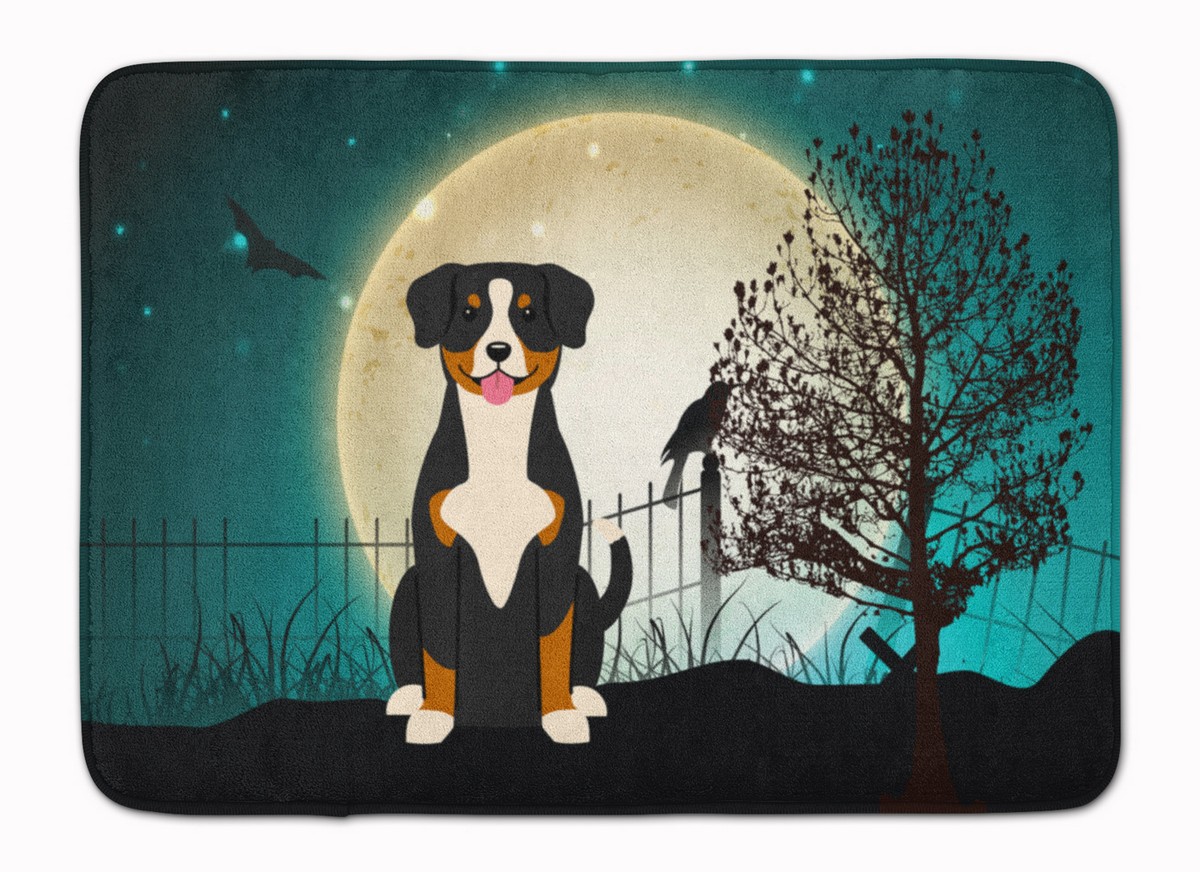 BB2228RUG Halloween Scary Entlebucher Machine Washable Memory Foam Mat