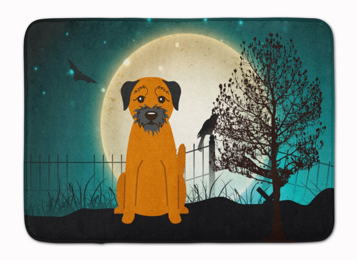 BB2229RUG Halloween Scary Border Terrier Machine Washable Memory Foam Mat