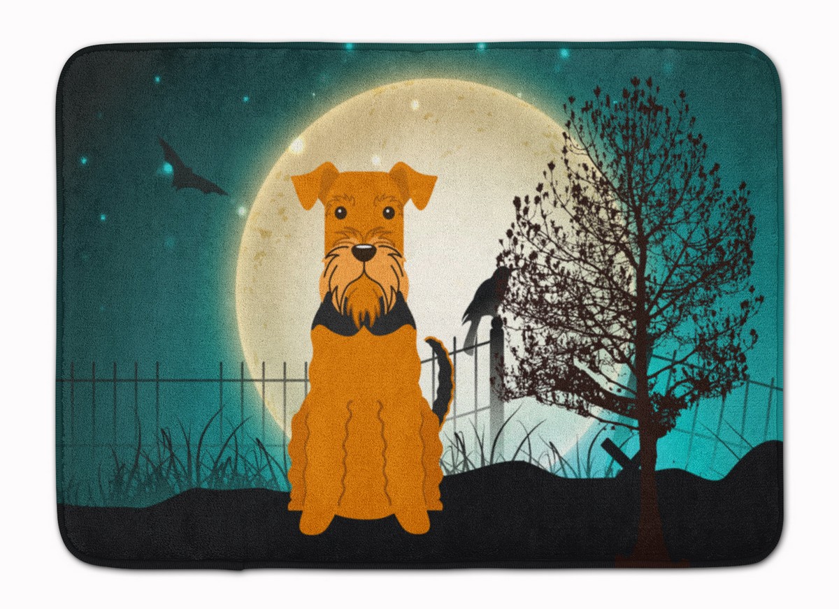 BB2231RUG Halloween Scary Airedale Machine Washable Memory Foam Mat