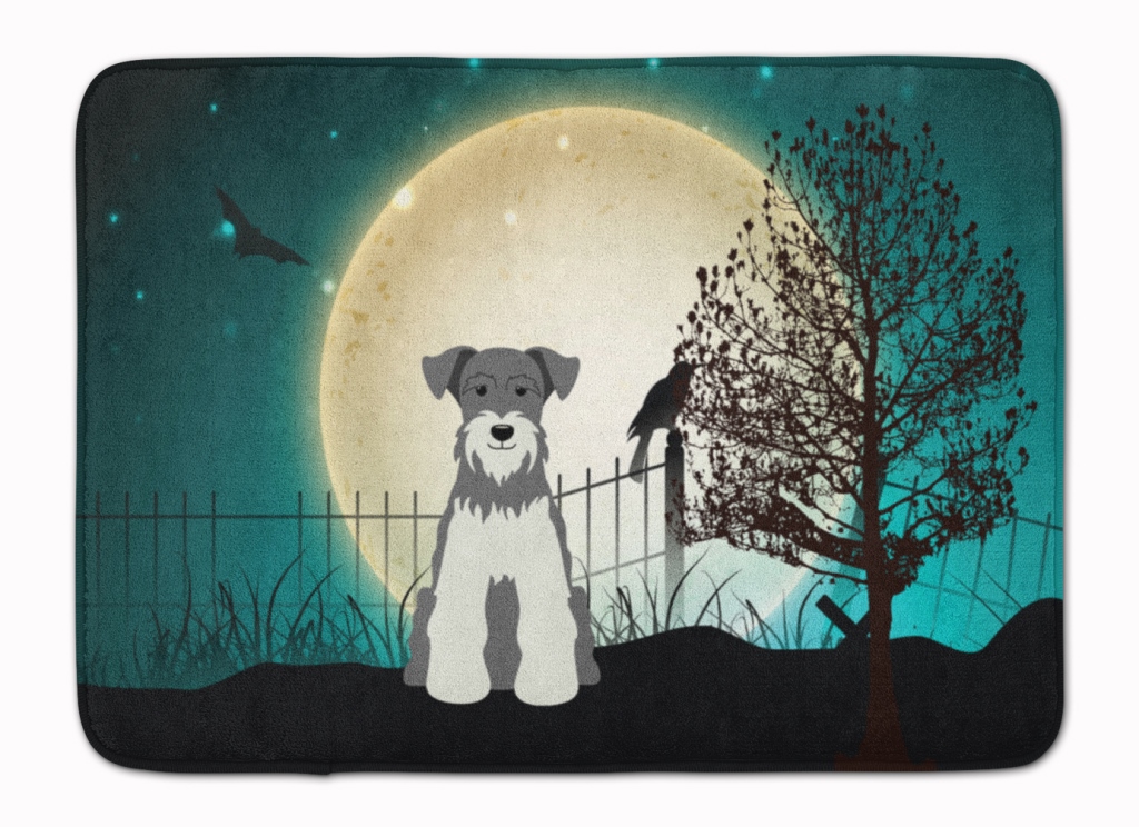 BB2244RUG Halloween Scary Miniature Schanuzer Machine Washable Memory Foam Mat