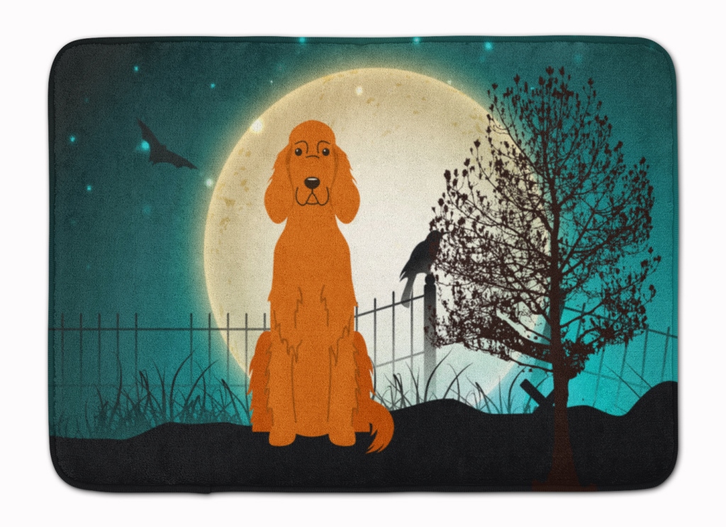 BB2254RUG Halloween Scary Irish Setter Machine Washable Memory Foam Mat