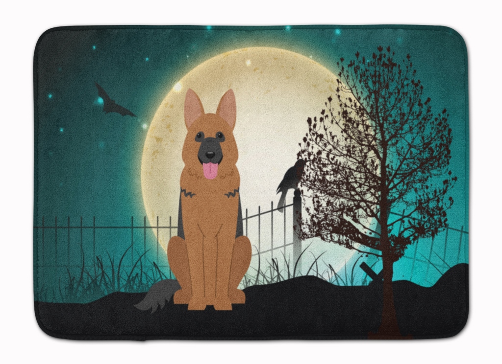 BB2257RUG Halloween Scary German Shepherd Machine Washable Memory Foam Mat