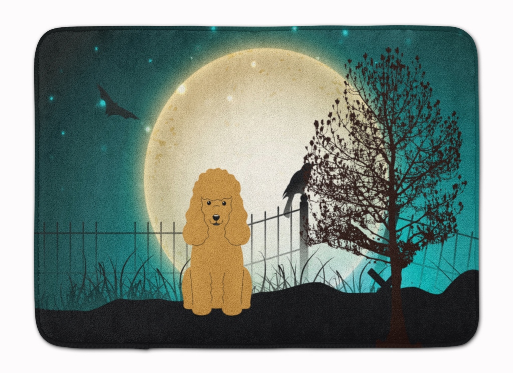 BB2259RUG Halloween Scary Poodle Tan Machine Washable Memory Foam Mat