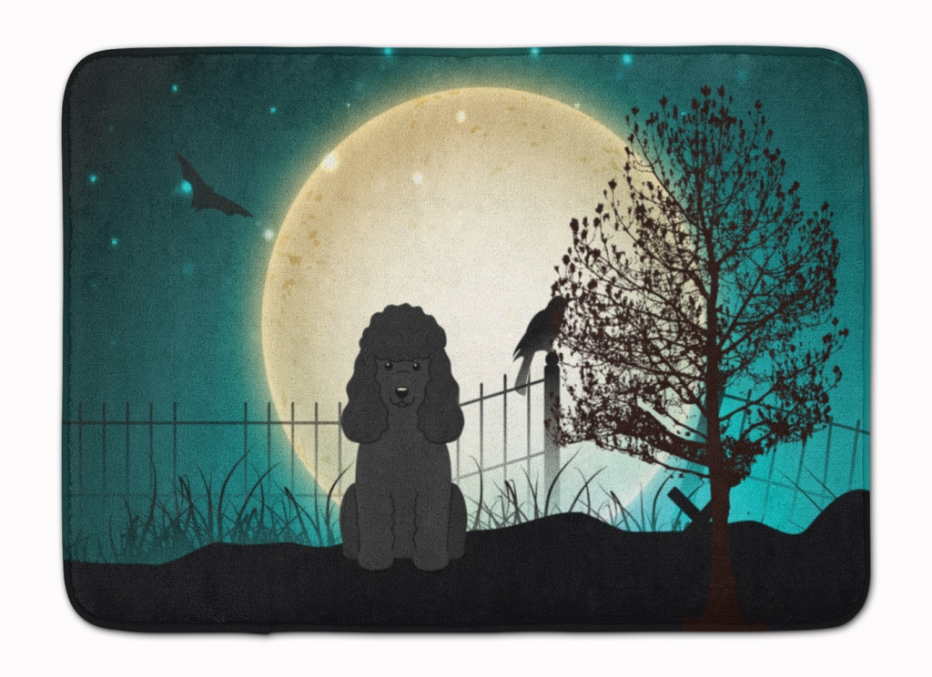 BB2261RUG Halloween Scary Poodle Black Machine Washable Memory Foam Mat