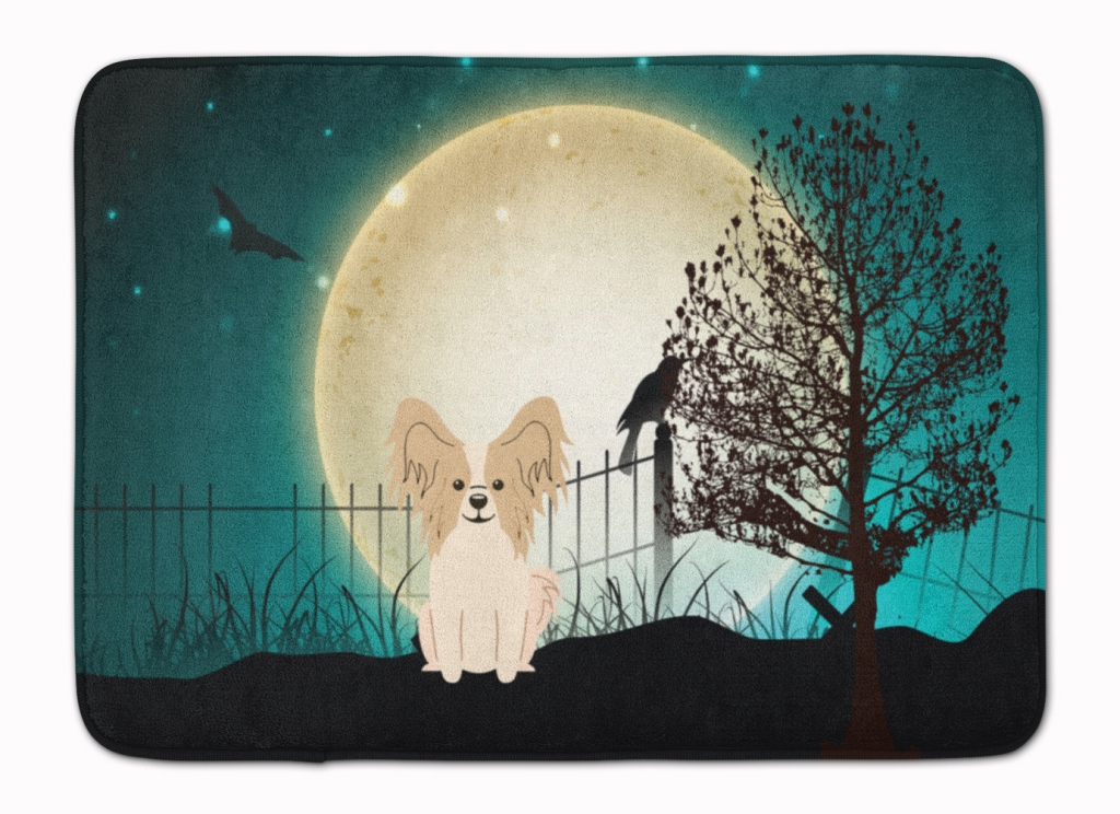 Halloween Scary Papillon Sable & White Machine Washable Memory Foam Mat
