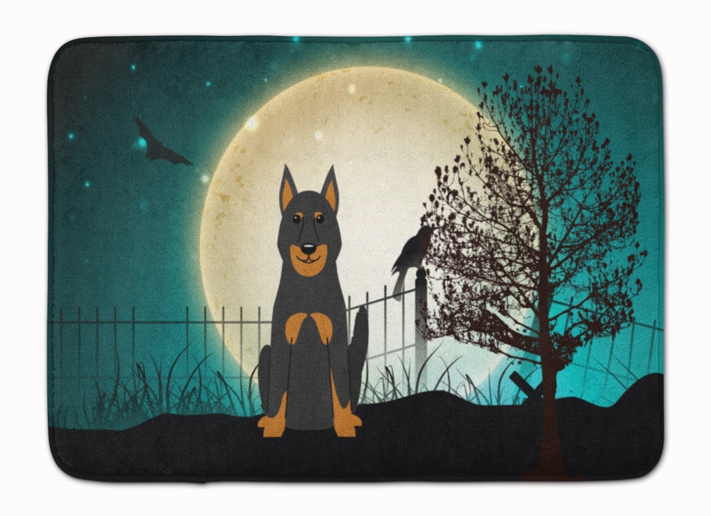 BB2270RUG Halloween Scary Beauce Shepherd Dog Machine Washable Memory Foam Mat