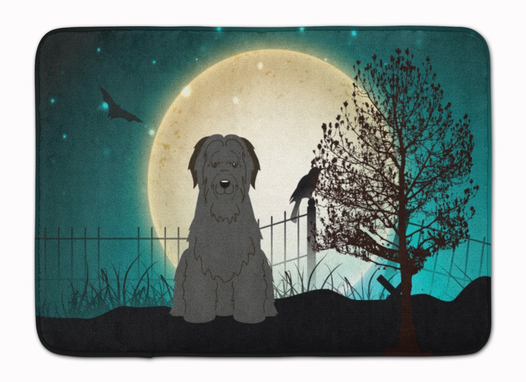 BB2271RUG Halloween Scary Briard Black Machine Washable Memory Foam Mat