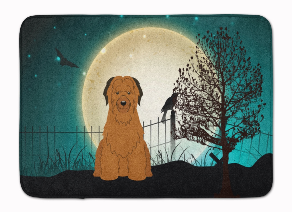 BB2272RUG Halloween Scary Briard Brown Machine Washable Memory Foam Mat
