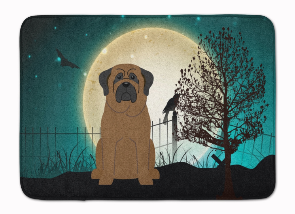 BB2274RUG Halloween Scary Bullmastiff Machine Washable Memory Foam Mat