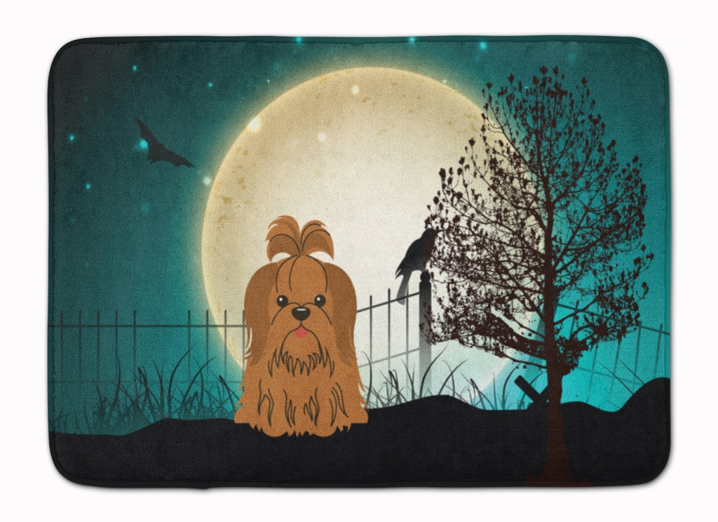 BB2276RUG Halloween Scary Shih Tzu Chocolate Machine Washable Memory Foam Mat