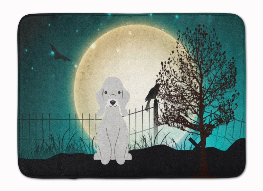 BB2280RUG Halloween Scary Bedlington Terrier Blue Machine Washable Memory Foam Mat
