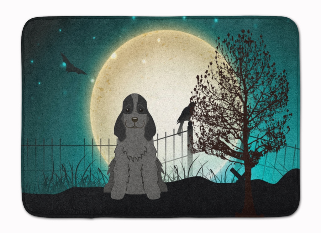 BB2282RUG Halloween Scary Cocker Spaniel Black Machine Washable Memory Foam Mat