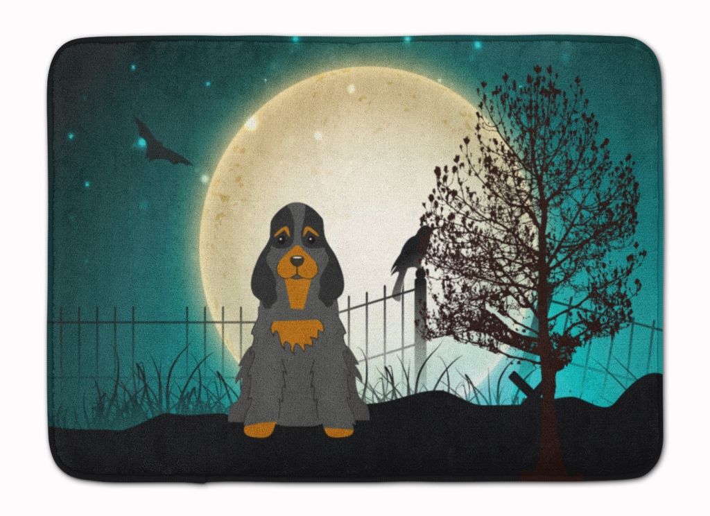 BB2283RUG Halloween Cocker Spaniel Black & Tan Machine Washable Memory Foam Mat